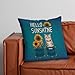 GABSHAIM Personalized Linen Pillowcase Hello Sunshine Dog Pillow Cover Black Pug with Sunflowers Pattern Throw Pillow Cover 20 x 20 Inch Home Sofa Couch Decor