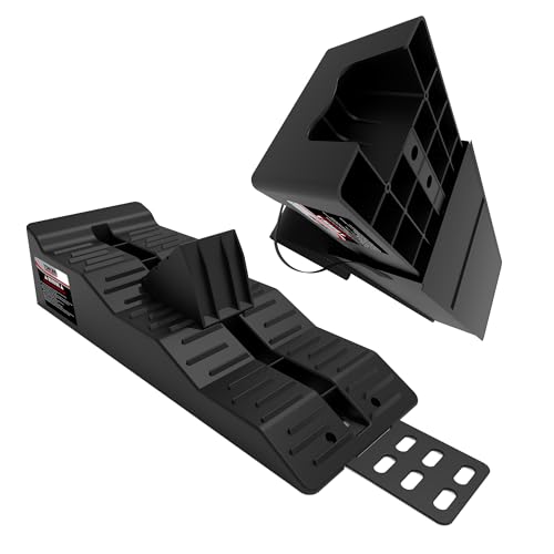 TOWKING Auffahrkeile für Wohnmobil -2PCS/1SET Die maximale Tragfähigkeit beträgt bis zu 5 Tonnen - Auffahrkeile für Wohnwagen Wohnmobil & Anhänger (Schwarz Auffahrkeile&Keil&Tasche)