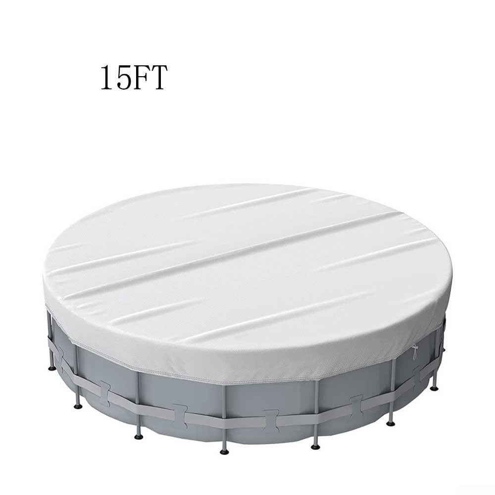 Cubierta solar redonda para piscina, calentador térmico plateado 210D para marco inflable sobre el suelo, protector de polvo, plegable al aire libre (15 pies, plateado)