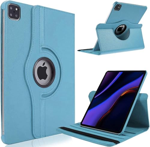 360° Rotating Case for iPad Pro 13" (2024) - Premium PU Leather Cover with Auto Sleep/Wake and Stand Function (Aqua)