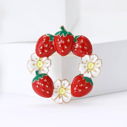 Image of WCRAZYE Red Strawberry Brooch Pin for Women Girls Cute Enamel Fruit Brooches Badges for Clothing Backpacks Bag Fashion Brooches Plant Lapel Pin Accessories Jewelry Gift