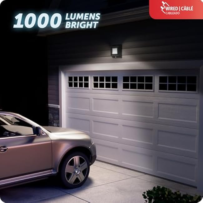 GLOBE Electric 10W Slim Black 1000 Lumens Hardwired Automatic Dusk to Dawn Outdoor Integrated LED Flood Light Security Light, Spotlight, Outside House Lights