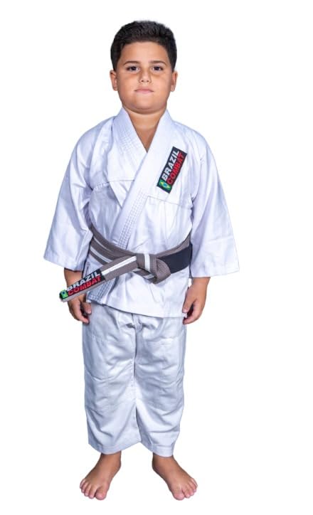 Kimono Jiu Jitsu Infantil Reforçado Brazil Combat (BRANCO, M2)