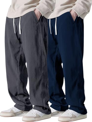 Image of Pinkmint Men's Poly-Lycra Loose Fit Trousers, Korean-Style Casual Pants with Side Pockets, Comfortable Travel (Available in Plus Sizes)
