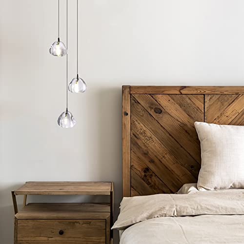 Camastar Cluster Pendant Lights, 9W Raindrop Crystal Pendant Light Fixtures, 3 Light Moden Pendant Lighting For Kitchen Island Dining Room, Chrome #TOP4