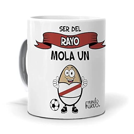 Mundohuevo Taza de Fútbol | Ser del Rayo Mola un Huevo | Regalo Original y Divertido para Aficionados del Rayo Vallecano y Hermano | Calidad AAA 350 ML | Ya disponible en tu tienda friki favorita! En mundofriki.es!