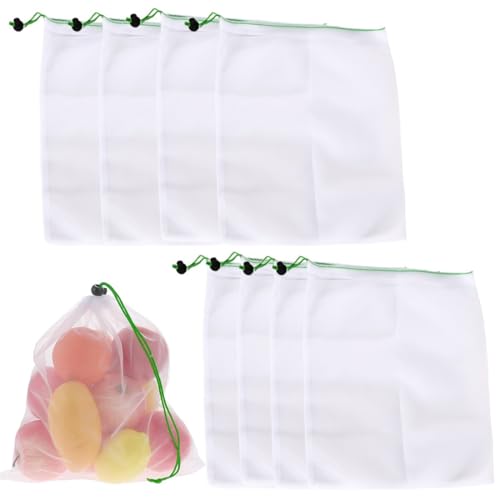 JEYORZY 8 Pcs Bolsas de Malla,Reutilizables Lavables para Almacenamiento de Verduras,con Cordón,para Frutas y Verduras,Artículos del Hogar,Juguetes