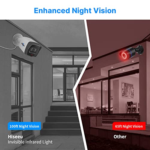 Hiseeu 4K Poe Security Camera System, 8Ch 8Mp Surveillance Nvr With 4Pcs Outdoor Ip Network Bullet Security Camera, 1-Way Audio, 3Tb Hard Drive, 100Ft Night Vision,Ip67 Waterproof,Works With Hikvision #TOP3
