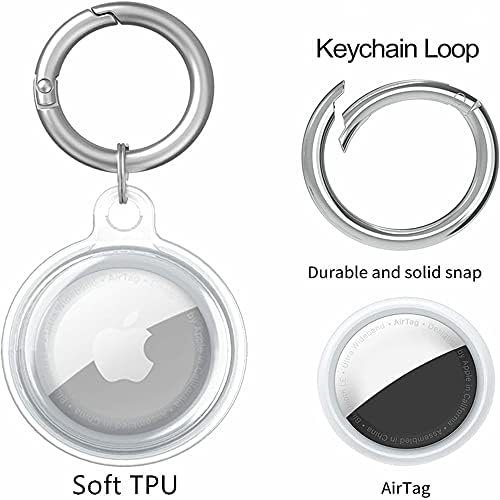Silicone Protective Case for AirTags Key Finder (Locator Tracker), Mini AirTags Holder Protector Cover Skin Hard AirTag Keyring, AirTags Case Cover with Keychain