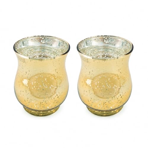 Gold Mercury Hurricane Vases for Wedding and Home Decor (2