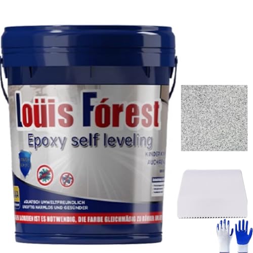 Louis Forest Floor Paint, Waterproof Water Based Epoxy Floor Paint, High Gloss Marble Effect Epoxy with Scraper (white gray,0.5 Liters)