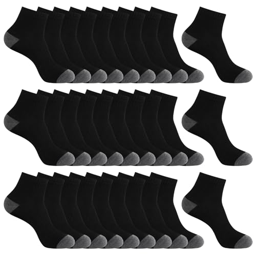 EverKnits 30 Pairs Ankle Socks For Men - Lightweight Mens Socks Size 9-12 Thin Casual Quarter Bulk Socks