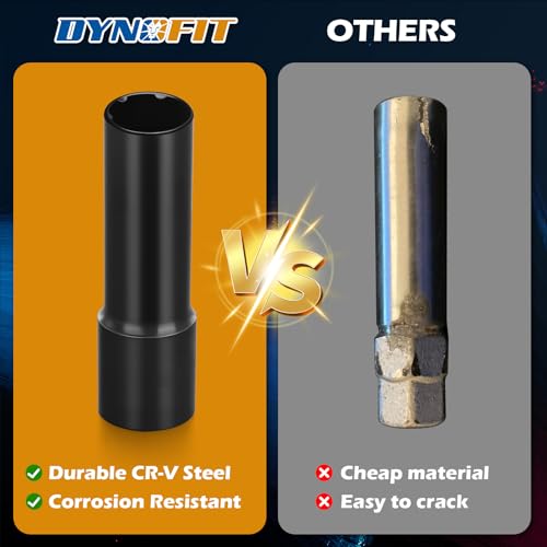 Image of DYNOFIT 6 Point Spline Lug Nuts Key for Wrench with 1 /2 inch Imperial Square Socket Drive,Tuner Socket Key Tool Compatible with 12x1.5 12x1.25 1 /2 inch-20 Thread 6 Spline Lug Nuts,CR-V(Black,1 Pack)