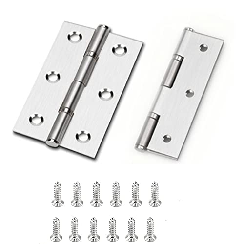 Lot de 2 charnières de porte de 75 mm, à roulement à billes en acier inoxydable satiné pour porte coupe-feu Cover