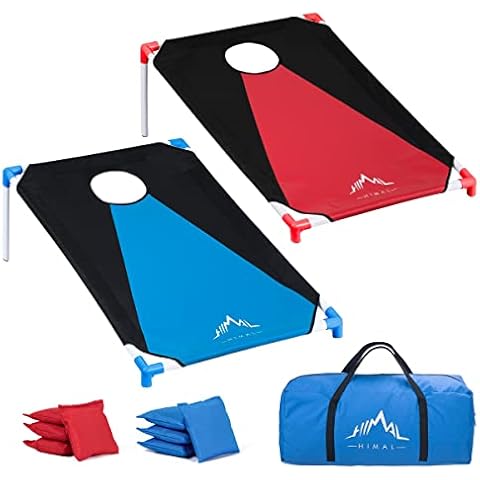 Himal Portable PVC Framed Cornhole Game Set with 8 Bean Bags and Carrying Bag (Blue-Red,3 x 2-feet) Cover
