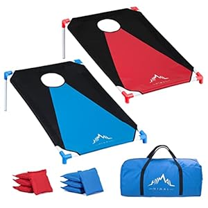 Himal-Portable-PVC-Framed-Cornhole-Game-Set-with-8-Bean-Bags-and-Carrying-Bag-Blue-Red3-x-2-feet Himal Portable PVC Framed Cornhole Game Set with 8 Bean Bags and Carrying Bag (Blue-Red,3 x 2-feet)