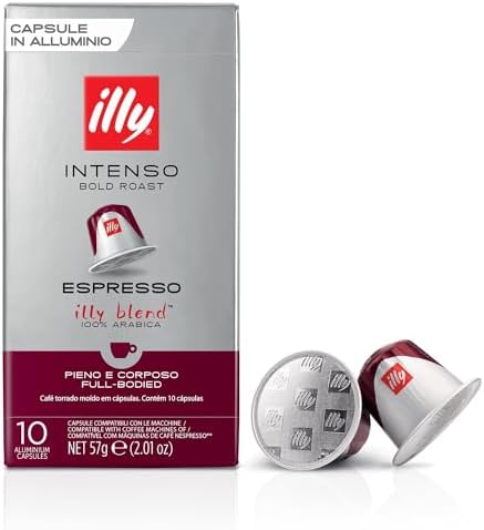 illy Coffee Nespresso Compatible Capsules, Intenso, Aluminium Coffee Capsules, Pack of 10