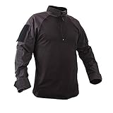 Rothco 1/4 Zip Combat Shirt, Black, Large