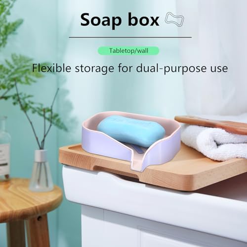 Soap Dish for Shower, 4Pcs Soap Bar Holder, Soap Holder, Soap Dishes for Bar Soap, Self Draining Soap Dish with Drain Spout,Sponge Holder for Bathroom Kitchen Sink Countertop Sink Bathtub - Thumbnail 4