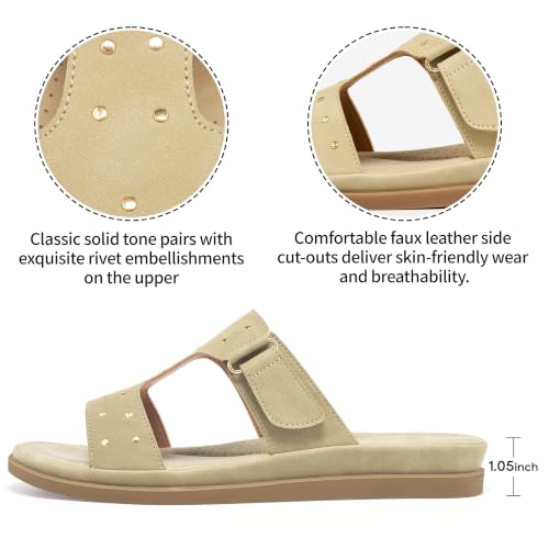Image of Womens Comfortable Slides Sandals: Softy Memory Foam & Breathable Insole for Casual Walking - Slip-On Design & Lightweight Non-Slip Outsole for Daily Travel