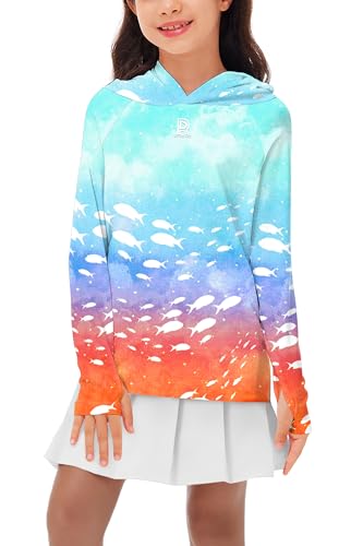 Image of Remimi Kids Sun Shirt Rash Guard Quick Dry Sun Protection Athletic Hoodie Hiking Shirts 3-12 Years
