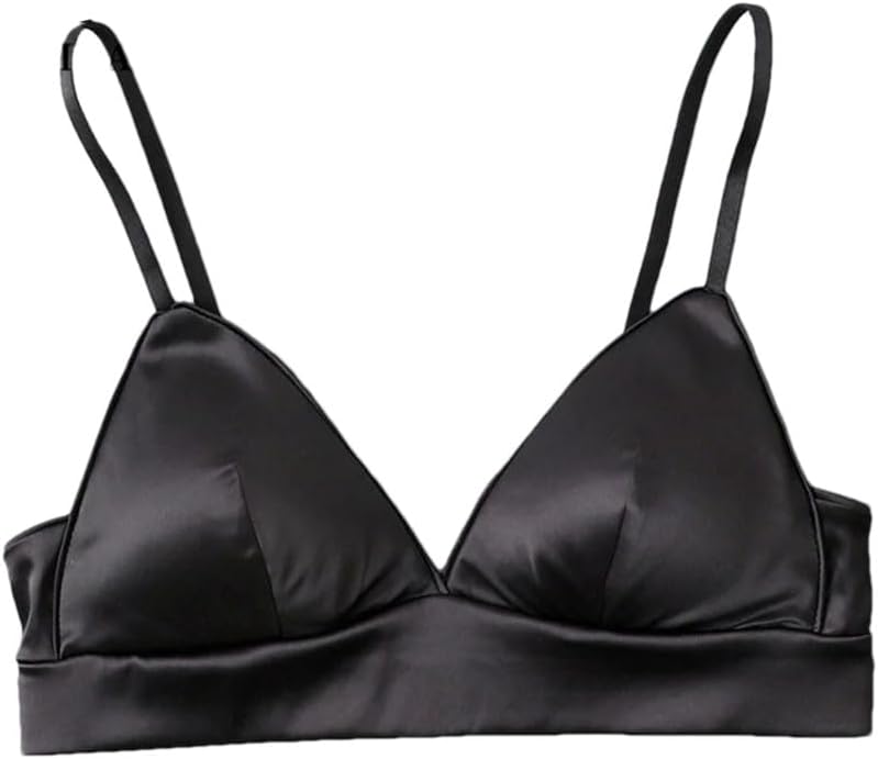 Women's Deep V-Neck Solid Bra Silk Soft 3/4 Cup Underwear