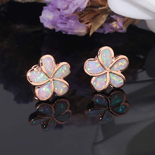 Cinily OH4711 Hypoallergenic Flower Stud Earrings, Pink Opal Stud Earrings 14K Rose Gold Plated Flower Jewelry thumb #2