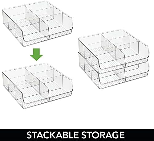 mDesign Food Storage Container  Kitchen Storage Box Divided into 6 Compartments  Kitchen Organiser for Spices, Jars, Packets and More  Clear