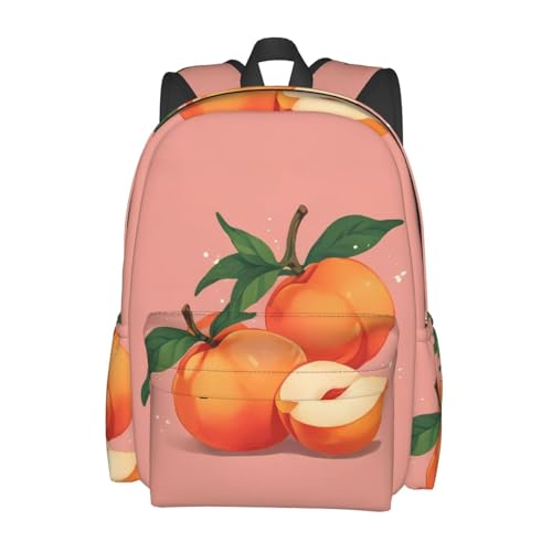 Vibrant Fruit Peach Backpack Bookbag Waterproof Backpacks for Women Men Travel Backpack Laptop Backpacks Daypack Shoulder Bag