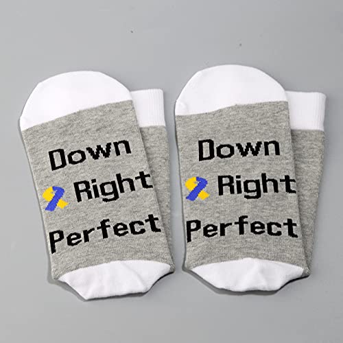 LEVLO Down Syndrome Awareness Socks Down Right Perfect Cotton Socks Proud Mom Gift4