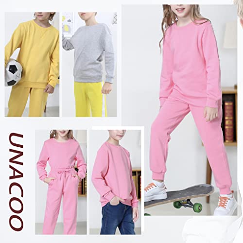 UNACOO Sweatshirt Kids Crewneck Long Sleeve Fleece Sweatshirt Pullover Cotton Tops for Boys or Girls (Age 3-12 Years)2