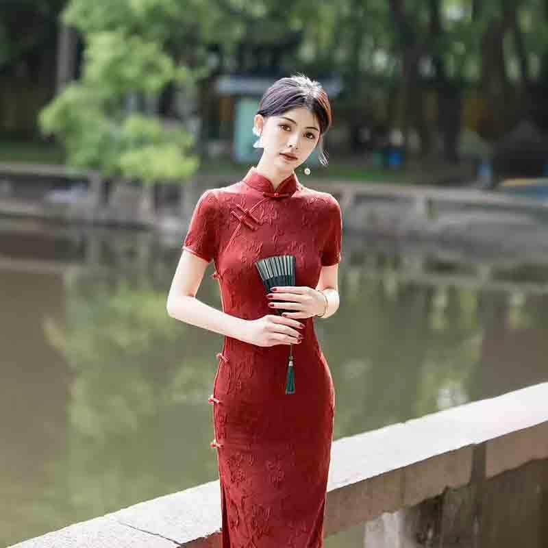 Women's red Qipao Flower Embroidery Side Seam Slim Jamaica | Ubuy Women's red Qipao Flower Embroidery Side Seam Slim Jamaica | Ubuy