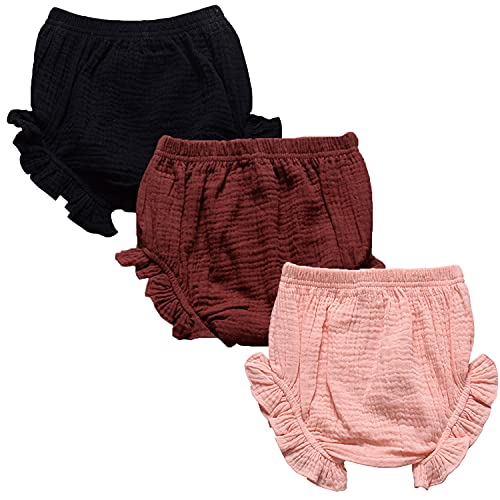 Image of 3PC Shorts Set Newborn Baby Girls Boys Pants Cotton Linen Blend Cute Floral Bloomers Triangle Shorts