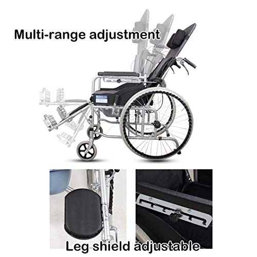 4 In 1 High Back Bedside Commode Chair,Reclining Toilet Seat Folding Wheelchair,With Pedal And Handbrake #TOP2