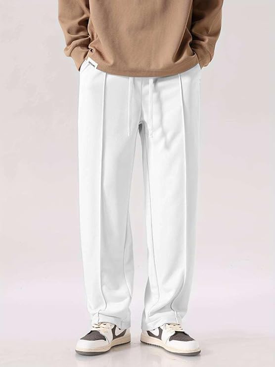 Image of SAVAYO Men's Wide Leg Flared Track Pants | Korean Style Loose Fit Baggy Trousers | Multicolor Relaxed Fit Joggers Casual | Streetwear Bootcut Loungewear