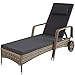 Produktbild tectake 800790 Rattan Sonnenliege mit Rädern, Alu Gartenliege, höhenverstellbare Lehne, Relaxliege für Garten, Balkon & Terrasse, Outdoor Liege inkl. Auflage - Diverse Farben - (Natur | Nr. 403741)