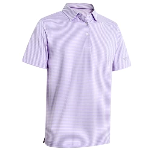 Image of Men's Golf Polo Shirts Short Sleeve Striped Performance Moisture Wicking Dry Fit Golf Shirts for Men