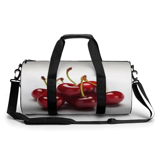 Cylindrical Gym Bag,Chilean Cherries Sports Gym Bag,Workout Bags,travel Weekender Bag,Duffle Travel Bag for Men Women