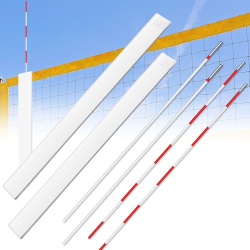 Shappy 2 Pcs Volleyball Antenna Pole Set Volleyball Training Equipment Beach Sports Indoor Outdoor Accessories Fiberglass Collapsible Referee Antennae Poles with Sleeve