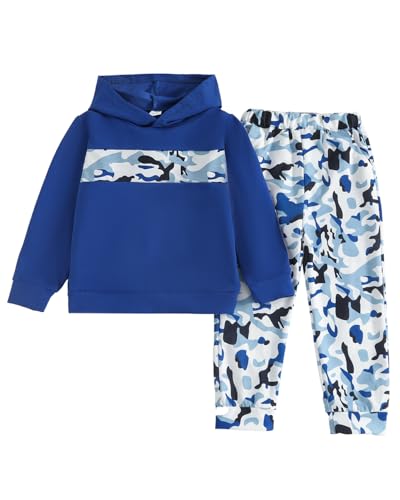 Image of Boys Sweatsuit Long Sleeve Color Block Hoodie Sweatshirt and Jogger Pants 2PC Sets Fall Clothes (Sizes: 4-8)