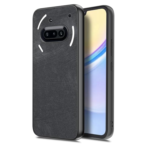 Image of for Nothing Phone (3a) Case Shockproof Slim Retro Leather Phone Back Cover - Black