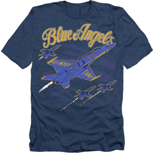 Popfunk Blue Angels Retro Jets Unisex Heather T-Shirt Navy Heather Medium