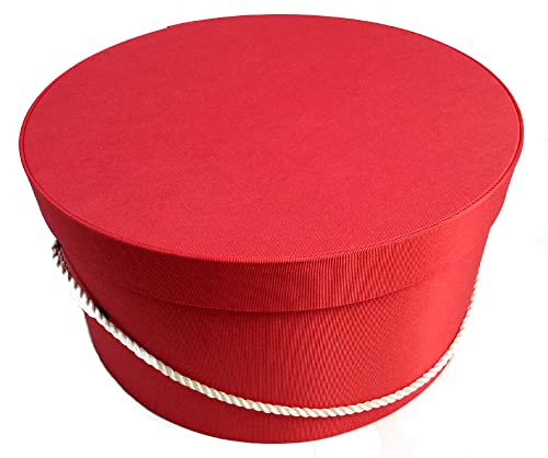 Sarah's Hat Boxes Classic Coral Hat Box – 8.75" x 4.5" (Dia. x Ht.) Handmade in USA – Odorless Non-Toxic Adhesive, Cording Handle – Premium Storage for Hats & Accessories