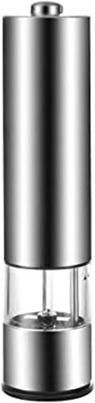 Electric Pepper Grinder or Salt Grinder - Battery Operated Stainless Steel Pepper Mill with- One Handed Operation