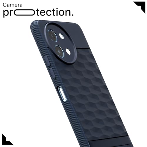 Image of Pikkme Back Cover for Vivo Y58 5G / Vivo T3x 5G / Vivo Y200i 5G Camera Protection 3D Hexa Cube Design Silicone Protective Bumper Case (Blue)