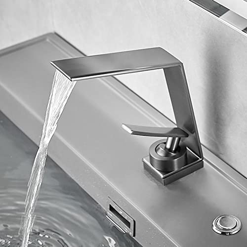 Mitigeur de lavabo chrome brillant au design contemporain épuré