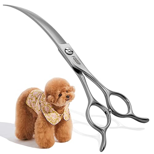 Professional 45°curved Grooming Scissors for Dogs 65 in Big Arc Curved Shears for Professional Groomer Japan 440c Highcarbon Steel Right Hand Matte  Cucciolini Doodles Professional 45°curved grooming scissors for dogs 6 5 in big arc curved shears for professional groomer japan 440c high carbon steel right hand matte   cucciolini doodles