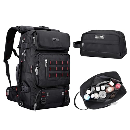 WITZMAN Convertible Travel Backpack for Men - Airline Approved Nylon Duffle Luggage and Toiletry Bag - Lightweight Water-resistant Dopp Kit