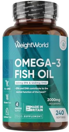 Omega 3 Fish Oil 2000mg - 240 Softgels (4 Months Supply) - 660mg ...