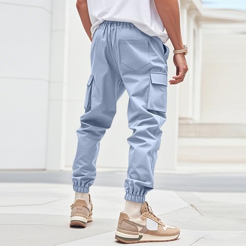 Drawstring Waist Cargo Pants for Men Lightweight Tapered Sweatpant with Pockets Outdoor Outfits Hiking Trouser3